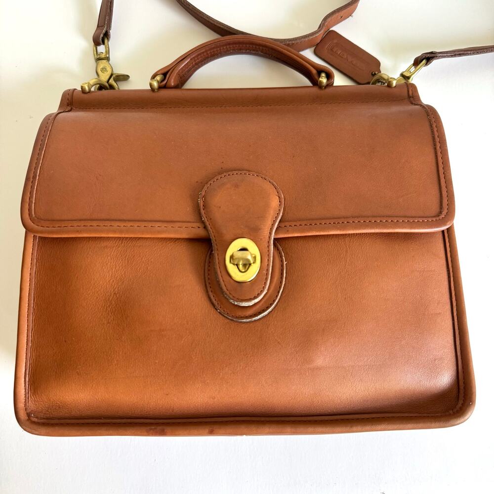 Coach Willis Vintage Top Handle Leather Satchel Crossbody Bag 9927 British Tan - Picture 6 of 15